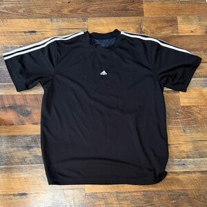 Adidas Men's Black Tee with White Stripes L-XL